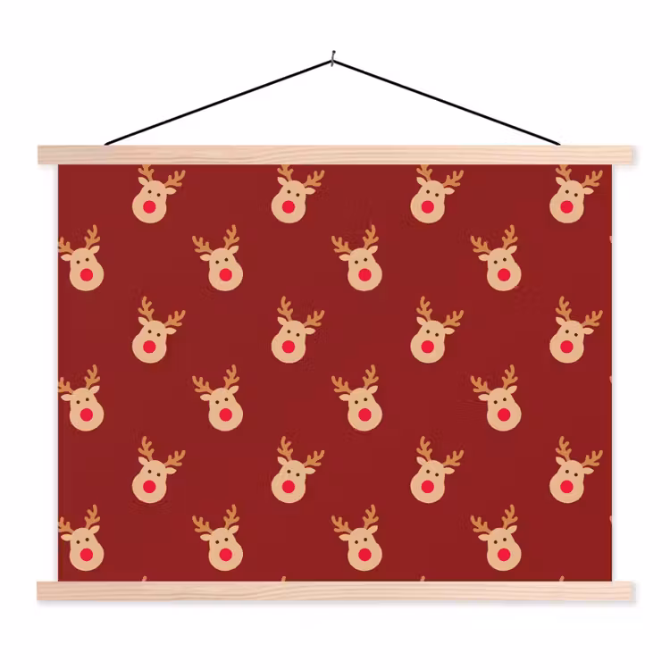 Schoolplaat - Rendieren - Kerst - Rood - Bruin — 1