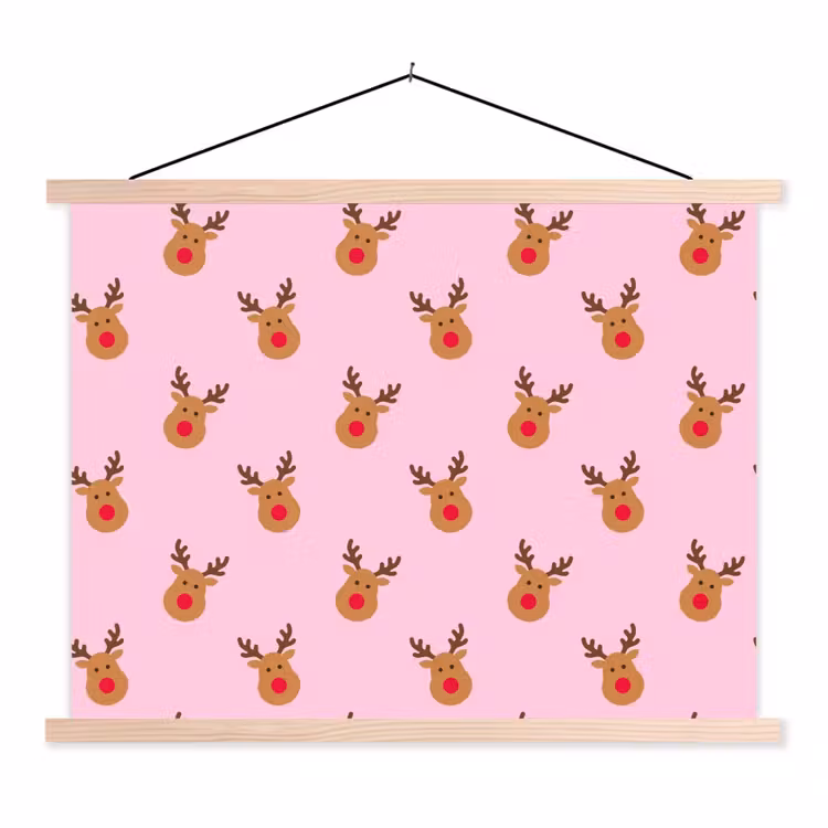 Schoolplaat - Rendieren - Kerst - Roze - Rood — 1