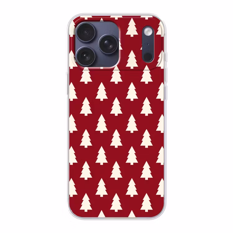 Telefoonhoesje Softcase - Kerstboom - Rood - Wit — 1