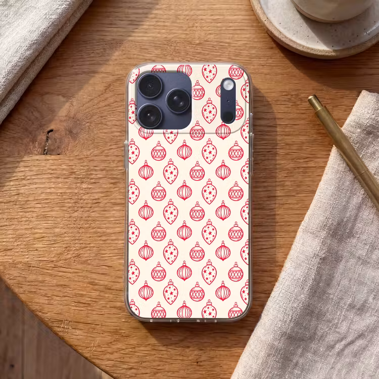 Telefoonhoesje Softcase - Kerstbal - Crème - Rood — 2