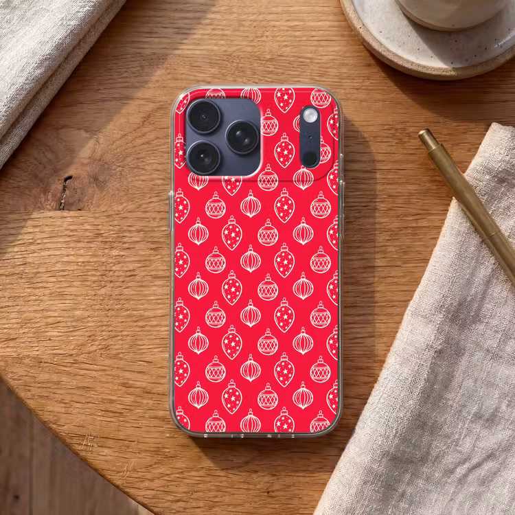 Telefoonhoesje Softcase - Kerstbal - Rood - Wit — 2