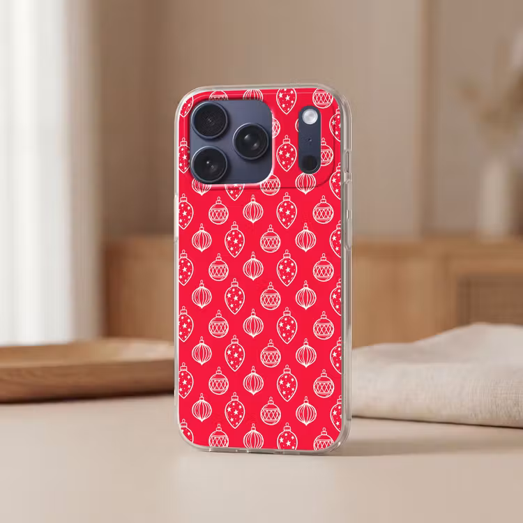 Telefoonhoesje Softcase - Kerstbal - Rood - Wit — 3