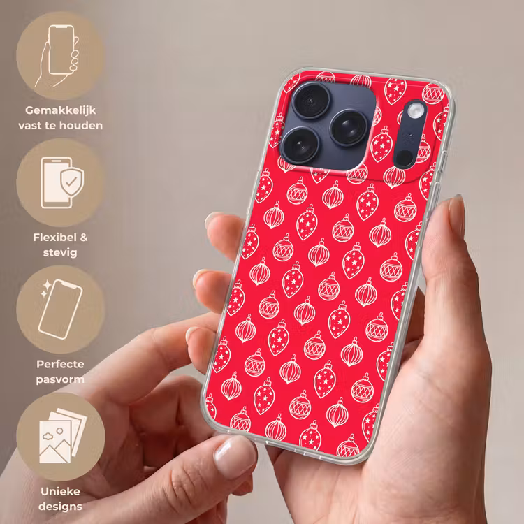 Telefoonhoesje Softcase - Kerstbal - Rood - Wit — 4