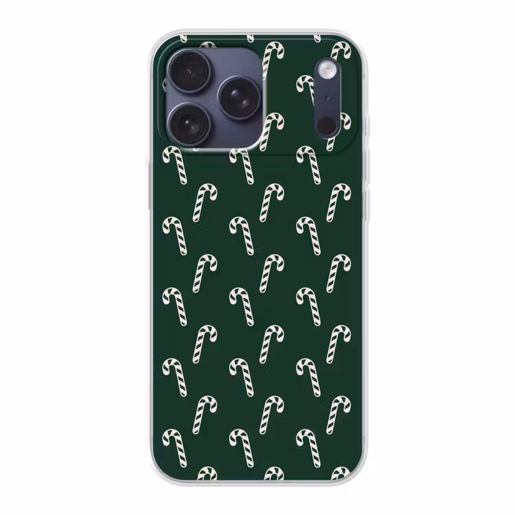 Telefoonhoesje Softcase - Kerst - Groen - Wit - Zuurstok — 1