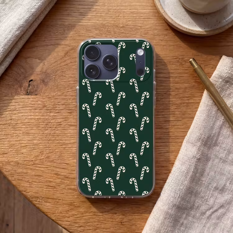 Telefoonhoesje Softcase - Kerst - Groen - Wit - Zuurstok — 2