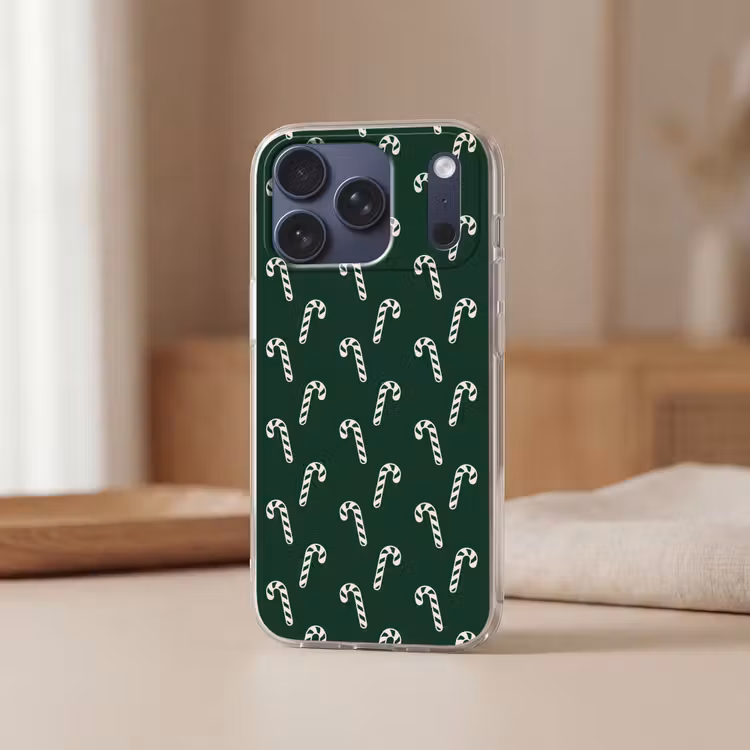 Telefoonhoesje Softcase - Kerst - Groen - Wit - Zuurstok — 3