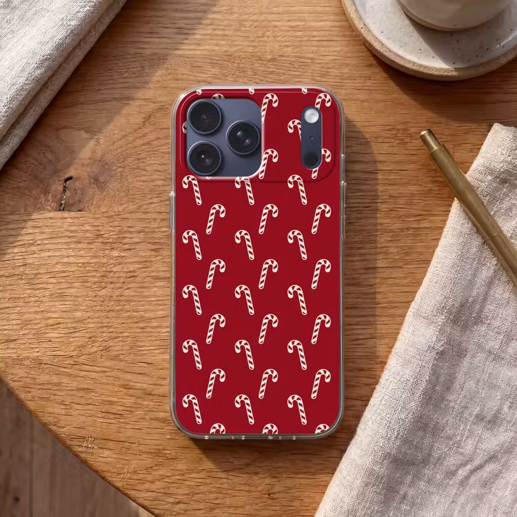 Telefoonhoesje Softcase - Kerst - Rood - Wit - Zuurstok — 2