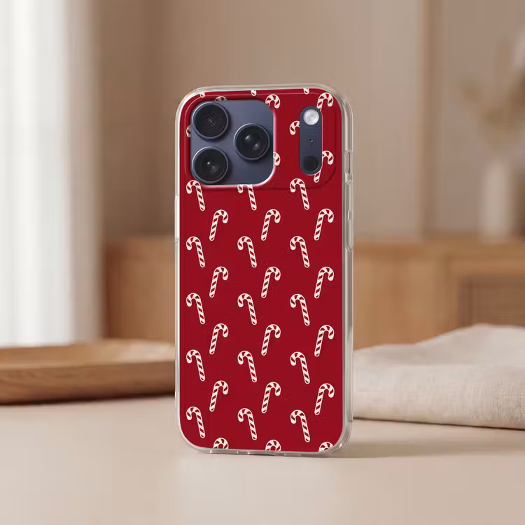 Telefoonhoesje Softcase - Kerst - Rood - Wit - Zuurstok — 3