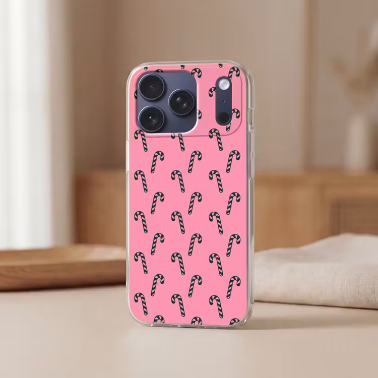 Telefoonhoesje Softcase - Kerst - Roze - Groen - Zuurstok — 3