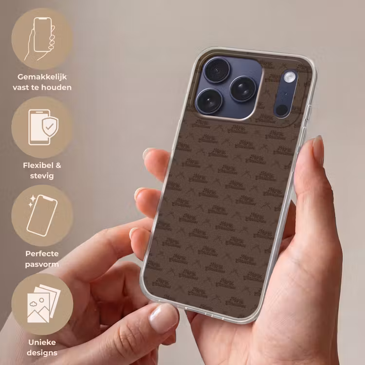 Telefoonhoesje Softcase - Tekst - Strik - Bruin — 4