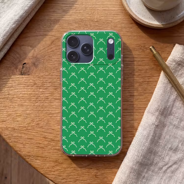 Telefoonhoesje Softcase - Strik - Kerst - Groen - Wit — 2