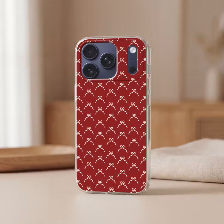 Telefoonhoesje Softcase - Strik - Kerst - Rood - Wit — 3