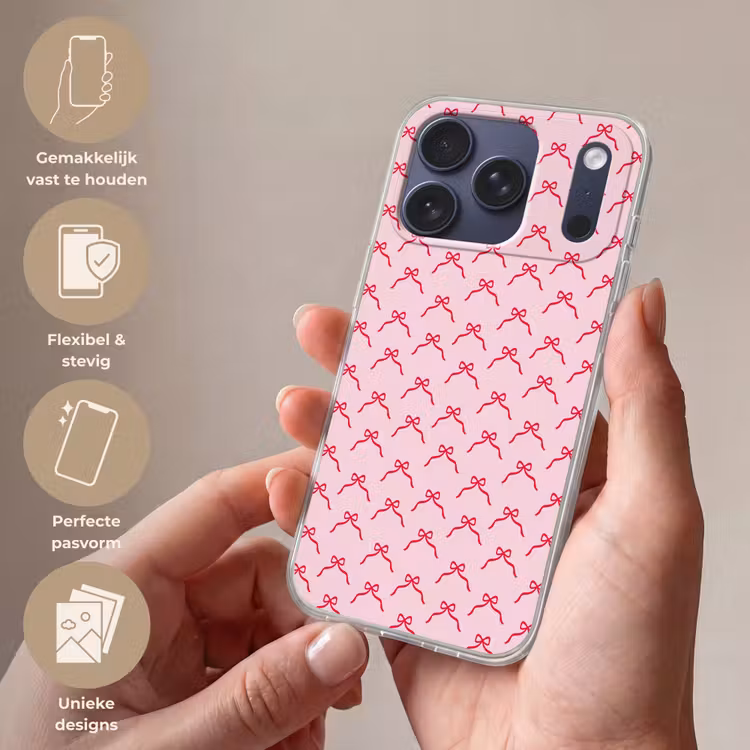 Telefoonhoesje Softcase - Strik - Rood - Kerst - Roze — 4