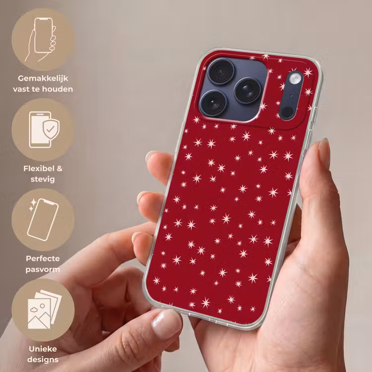 Telefoonhoesje Softcase - Rood - Wit - Kerst - Ster — 4
