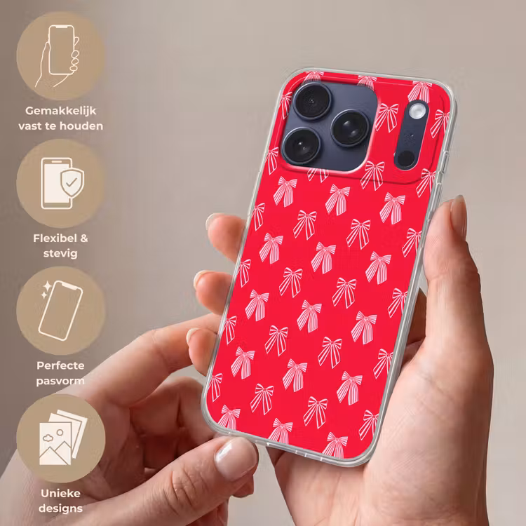 Telefoonhoesje Softcase - Strikken - Kerstmis - Rood - Roze — 4