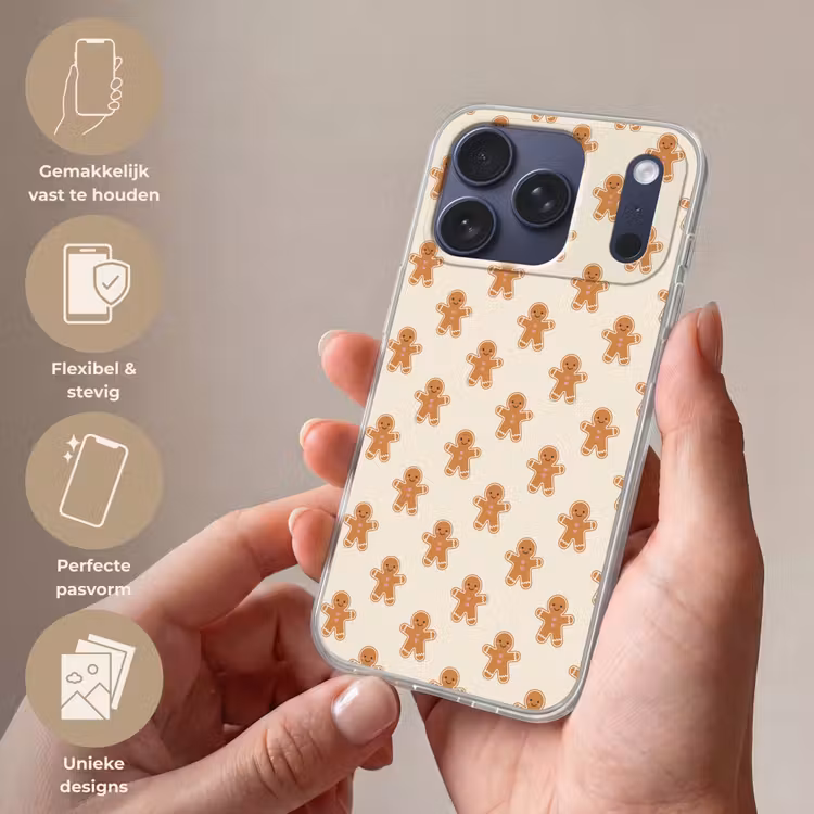Telefoonhoesje Softcase - Peperkoek - Kerst - Crème — 4