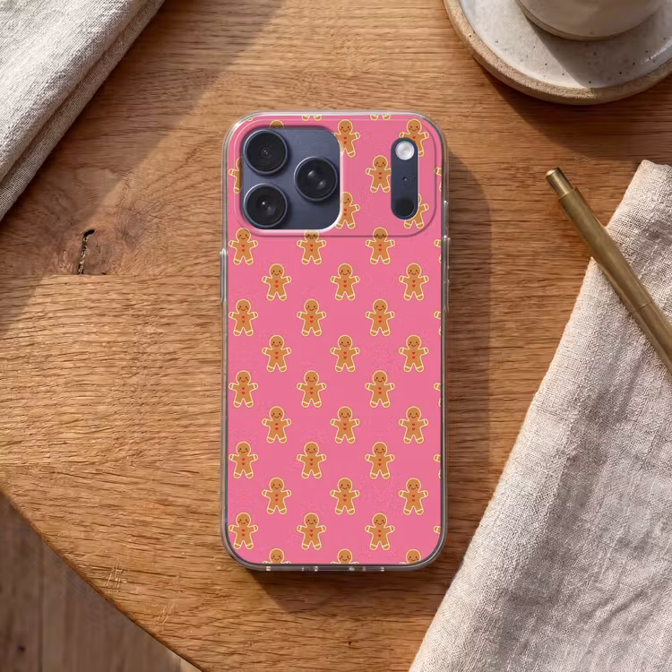 Telefoonhoesje Softcase - Peperkoek - Kerst - Roze - Bruin — 2