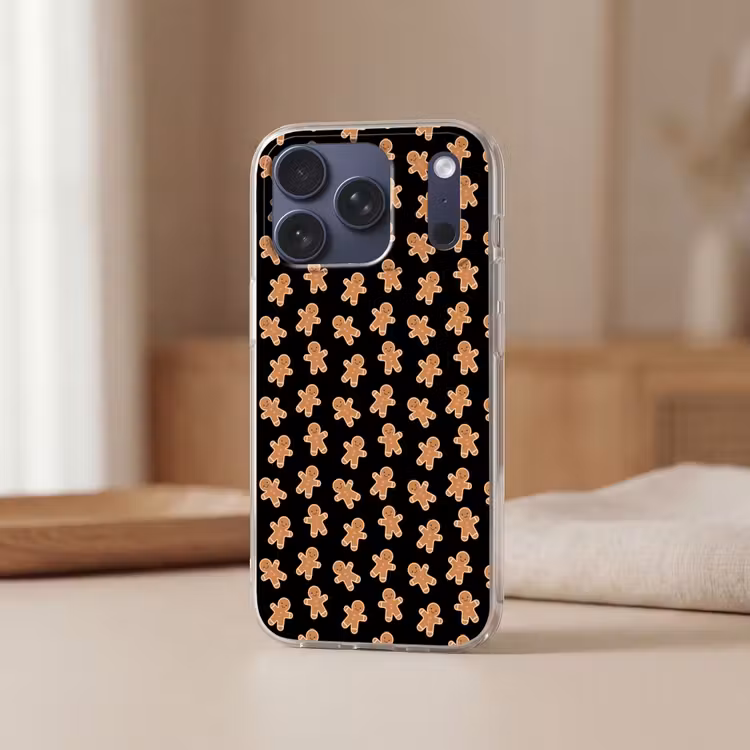 Telefoonhoesje Softcase - Peperkoek - Kerst - Zwart - Bruin — 3