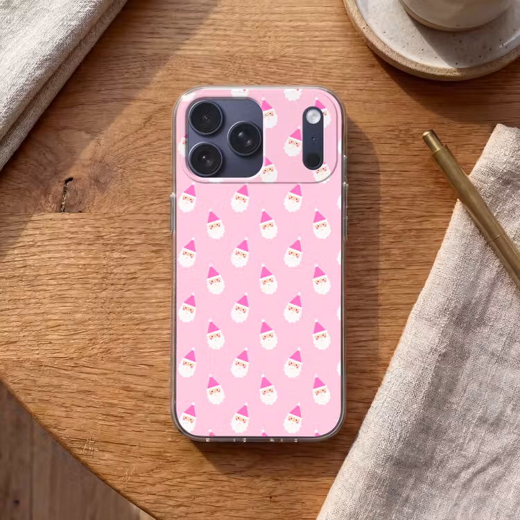 Telefoonhoesje Softcase - Kerstman - Kerst - Roze - Pastel — 2