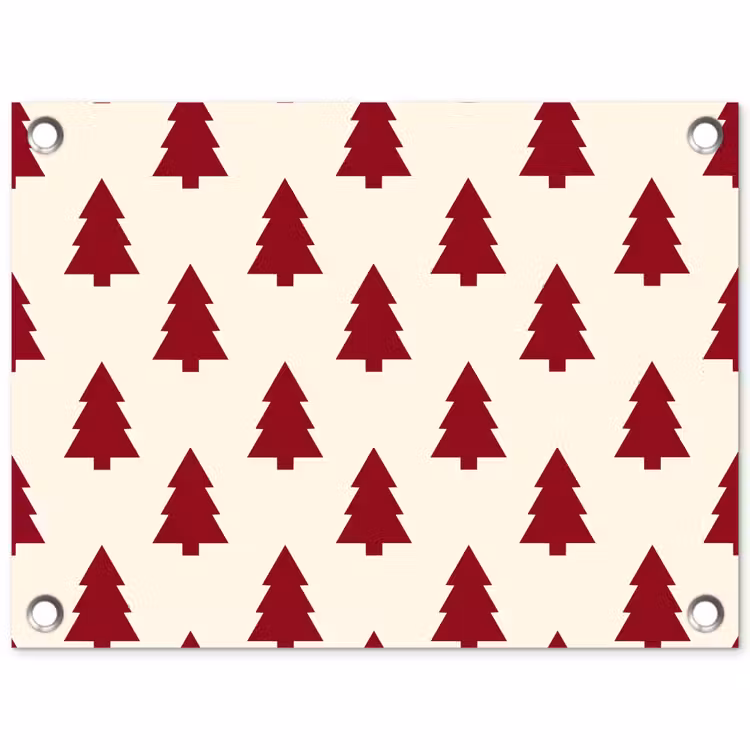 Tuinposter - Kerstboom - Crème - Rood — 1