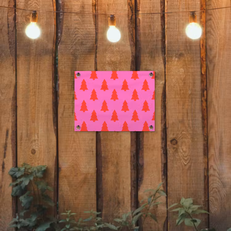 Tuinposter - Kerstboom - Rood - Neon — 2
