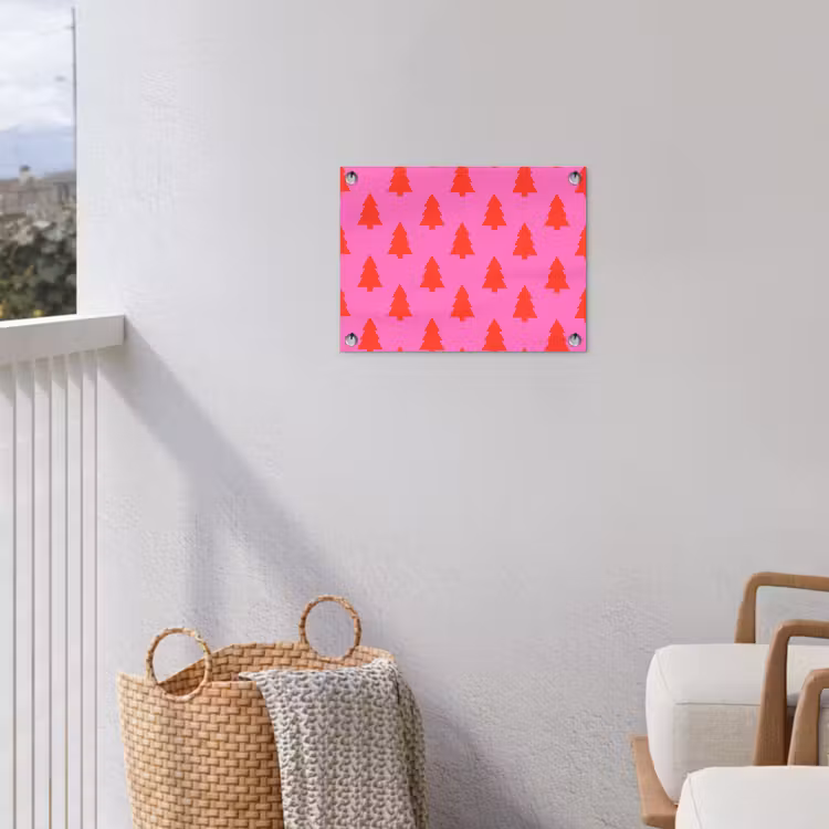 Tuinposter - Kerstboom - Rood - Neon — 3