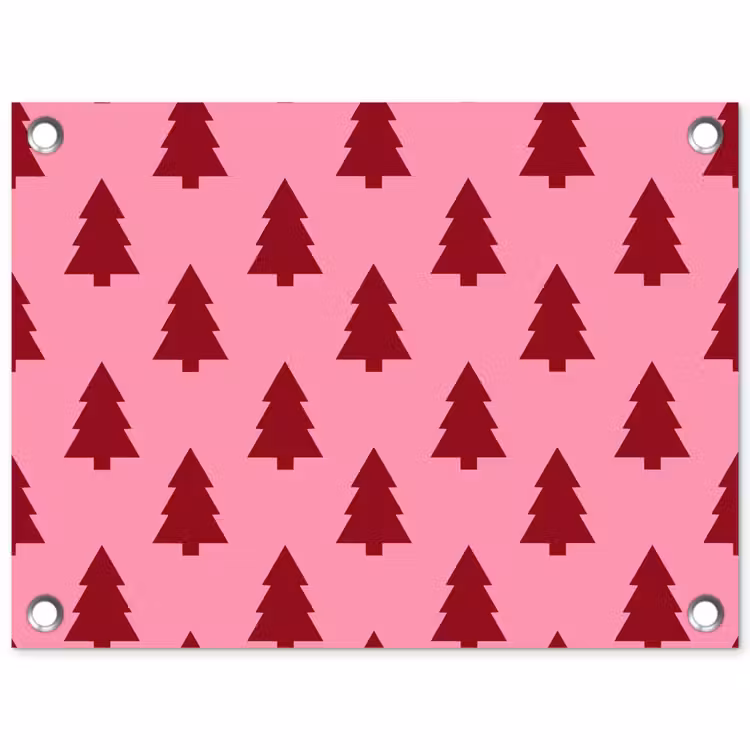 Tuinposter - Kerstboom - Rood - Roze — 1