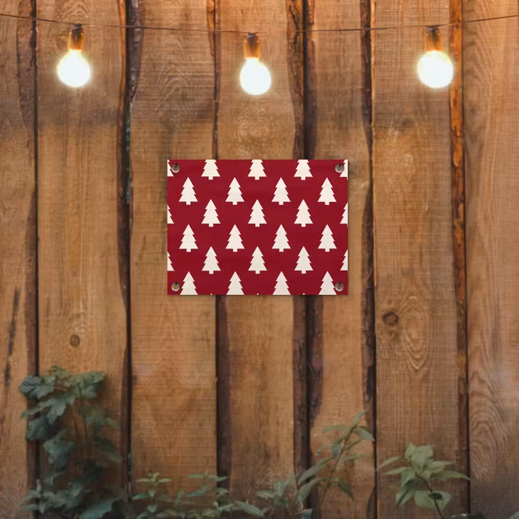 Tuinposter - Kerstboom - Rood - Wit — 2