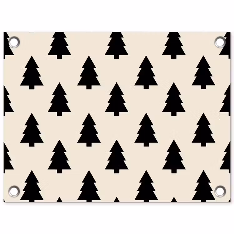 Tuinposter - Kerstboom - Wit - Zwart — 1