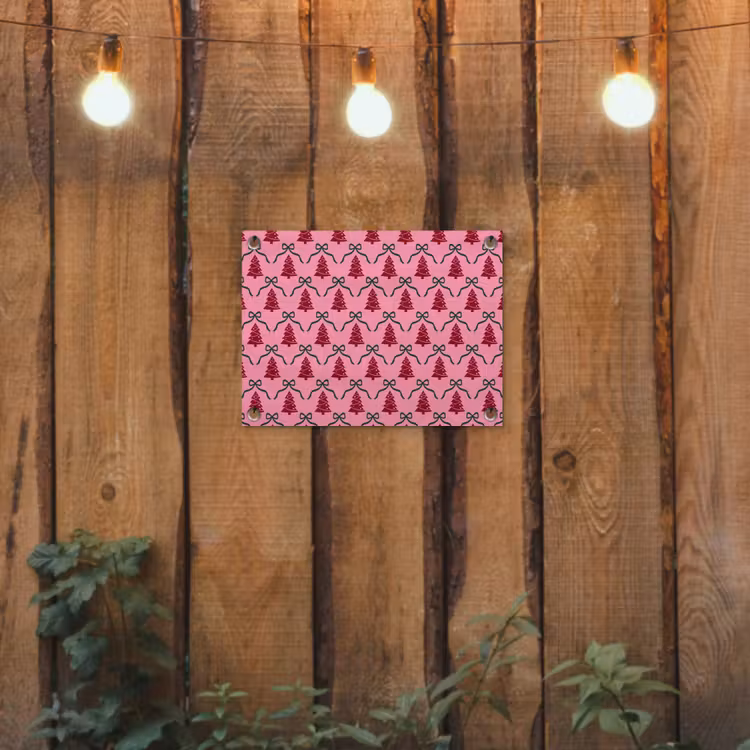 Tuinposter - Kerst - Rood - Groen - Strik — 2