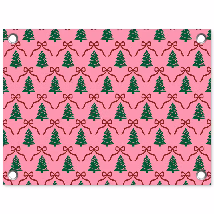 Tuinposter - Kerst - Roze - Rood - Strik — 1