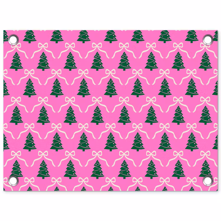Tuinposter - Kerst - Roze - Wit - Strik — 1