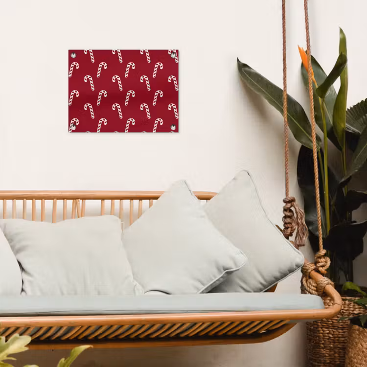 Tuinposter - Kerst - Rood - Wit - Zuurstok — 5