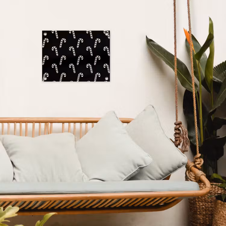 Tuinposter - Kerst - Zwart - Wit - Zuurstok — 5