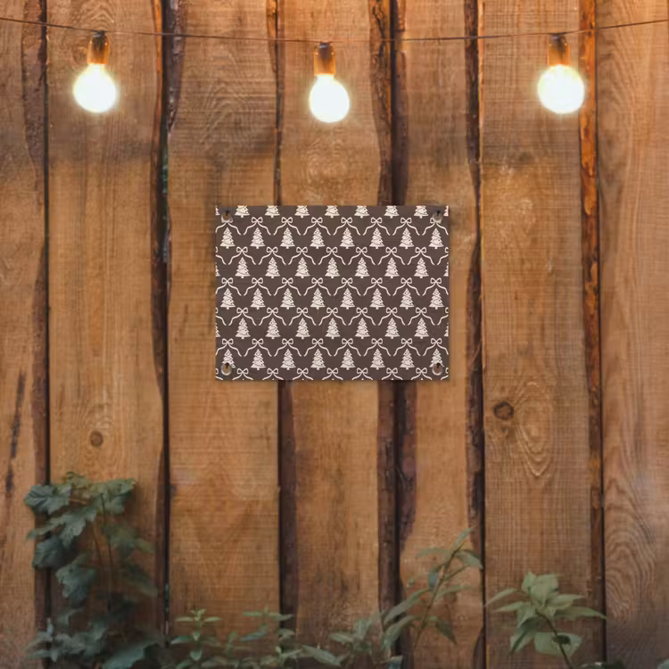 Tuinposter - Strik - Taupe - Wit - Kerst — 2