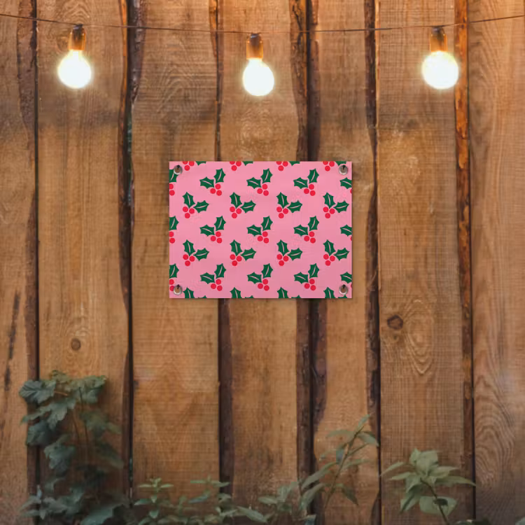 Tuinposter - Hulst - Kerst - Roze — 2