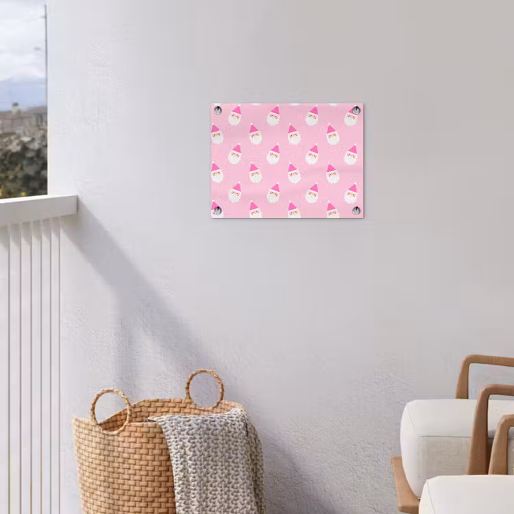 Tuinposter - Kerstman - Kerst - Roze - Pastel — 3