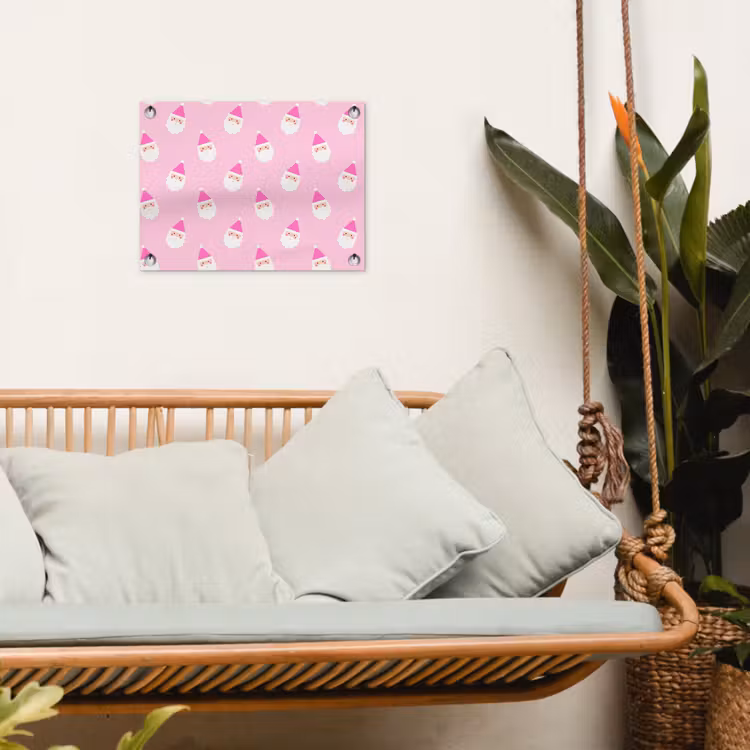 Tuinposter - Kerstman - Kerst - Roze - Pastel — 5