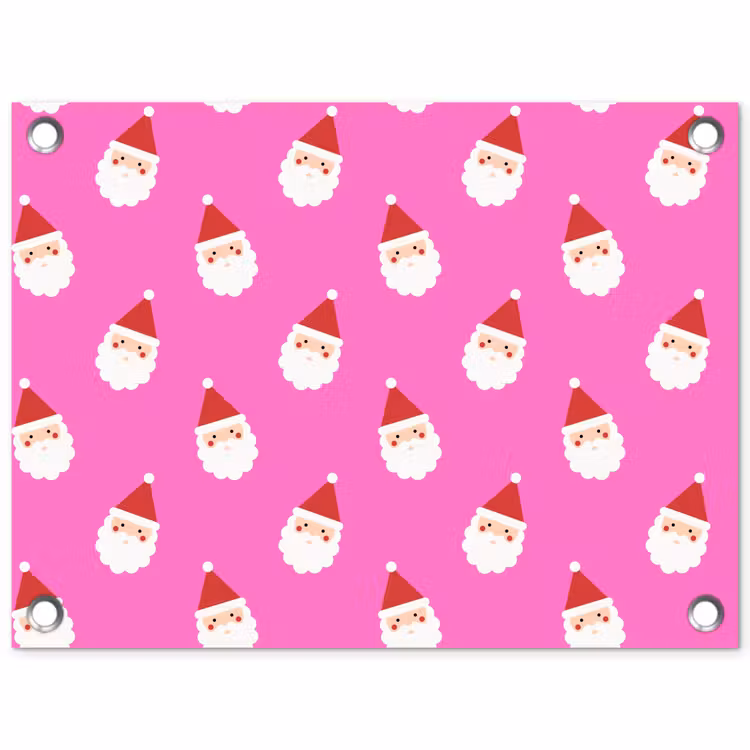 Tuinposter - Kerstman - Kerst - Roze - Rood — 1