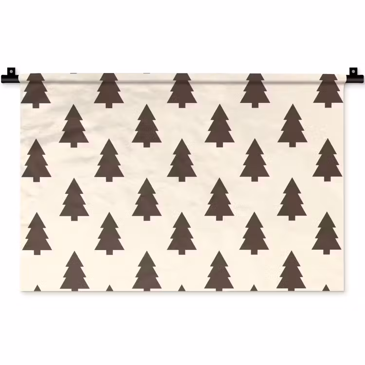 Wandkleed - Kerstboom - Crème - Grijs — 1