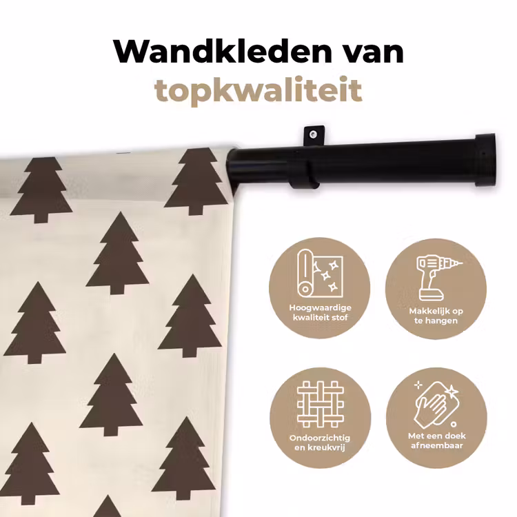 Wandkleed - Kerstboom - Crème - Grijs — 3