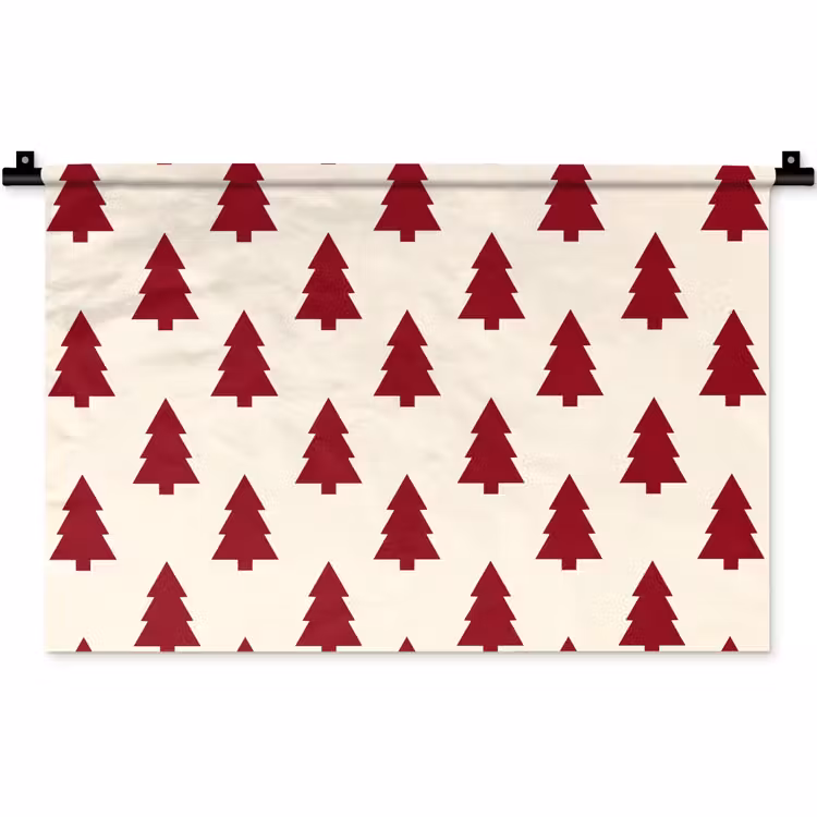 Wandkleed - Kerstboom - Crème - Rood — 1