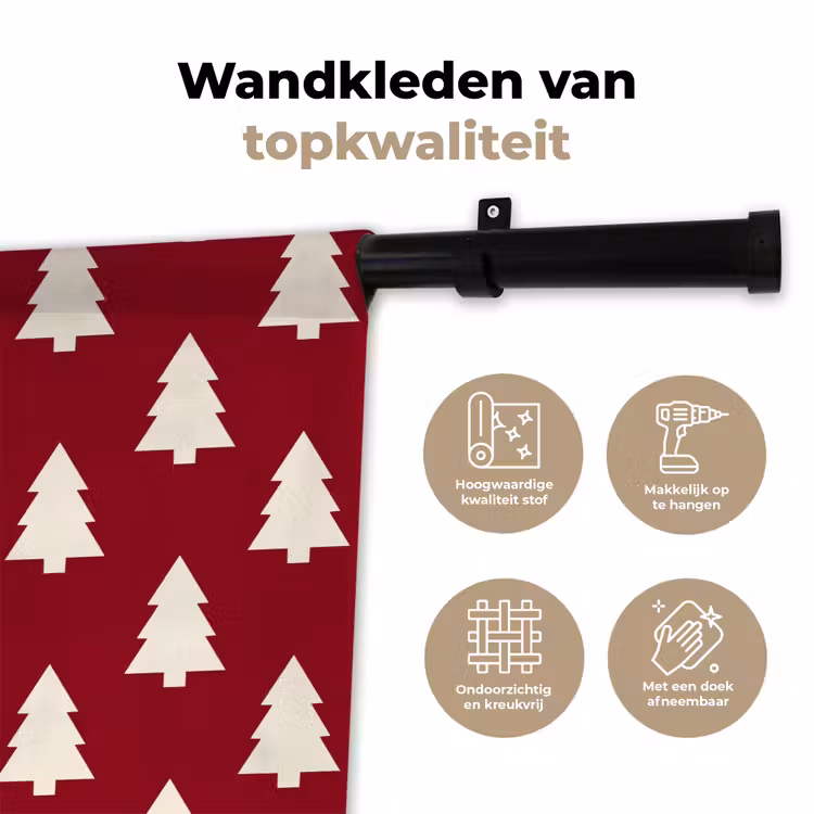 Wandkleed - Kerstboom - Rood - Wit — 3