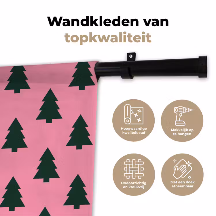 Wandkleed - Kerstboom - Roze - Groen — 3