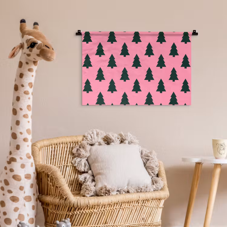 Wandkleed - Kerstboom - Roze - Groen — 5