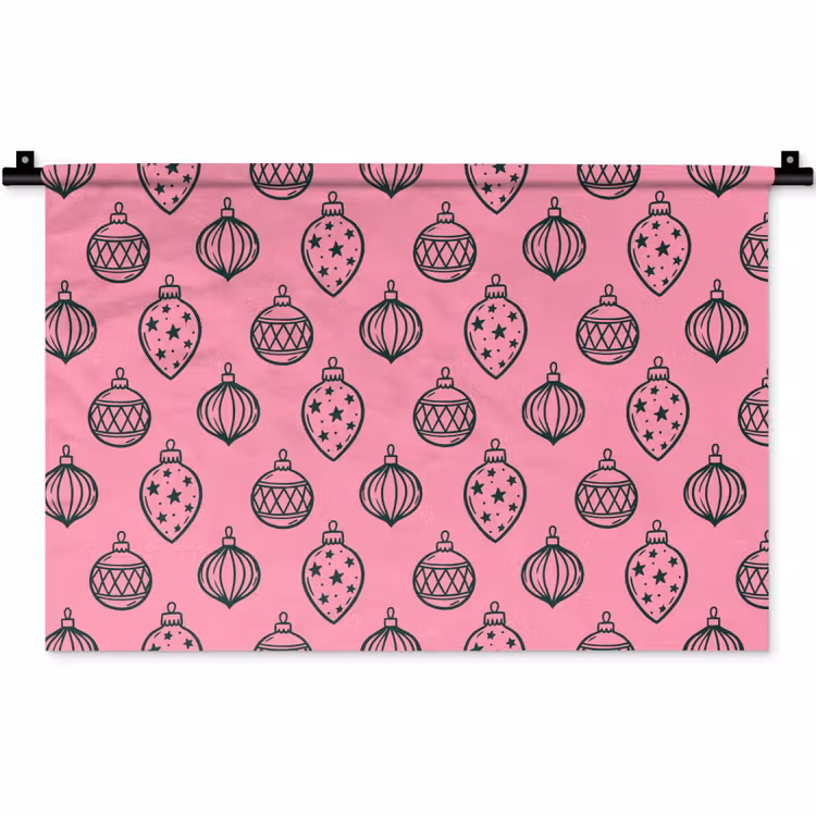 Wandkleed - Kerstbal - Groen - Roze — 1