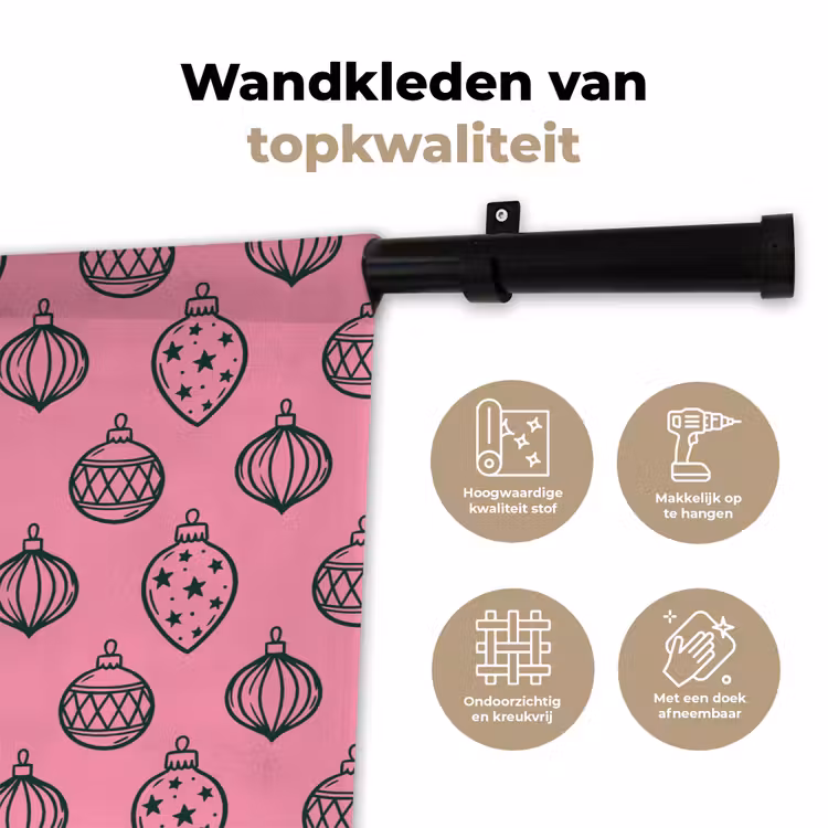 Wandkleed - Kerstbal - Groen - Roze — 3
