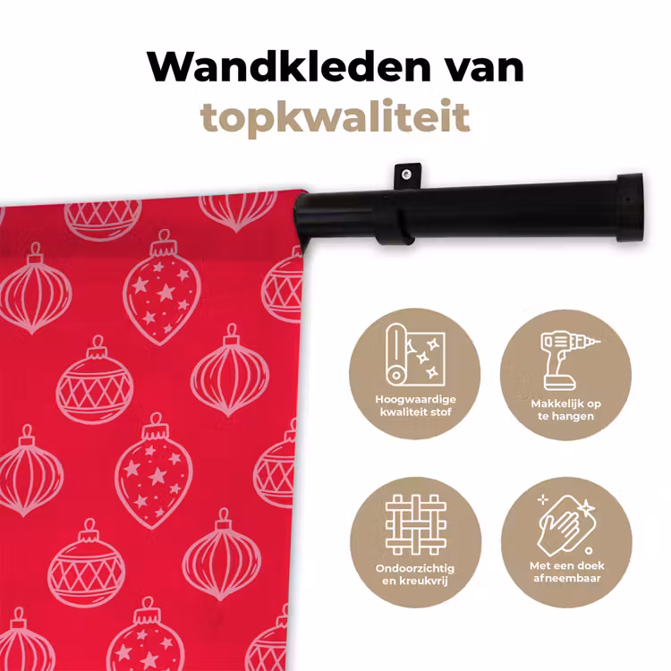 Wandkleed - Kerstbal - Rood - Roze — 3