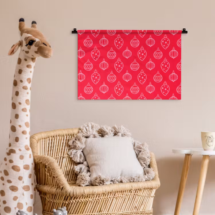 Wandkleed - Kerstbal - Rood - Roze — 5