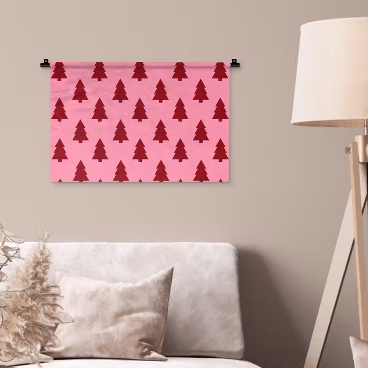 Wandkleed - Kerstboom - Rood - Roze — 2